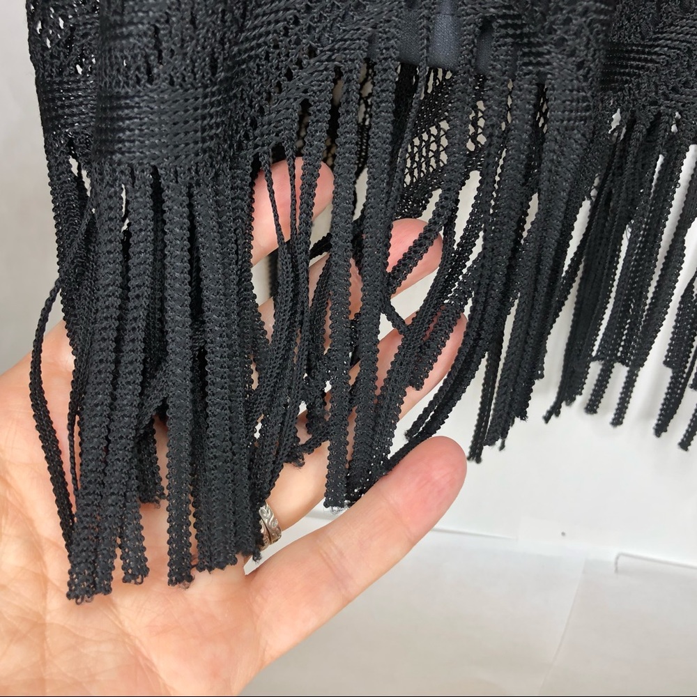 ULTRA DRESS maxi sleeveless lace black dress with fringe at hem. Fully l… - Picture 7 of 10